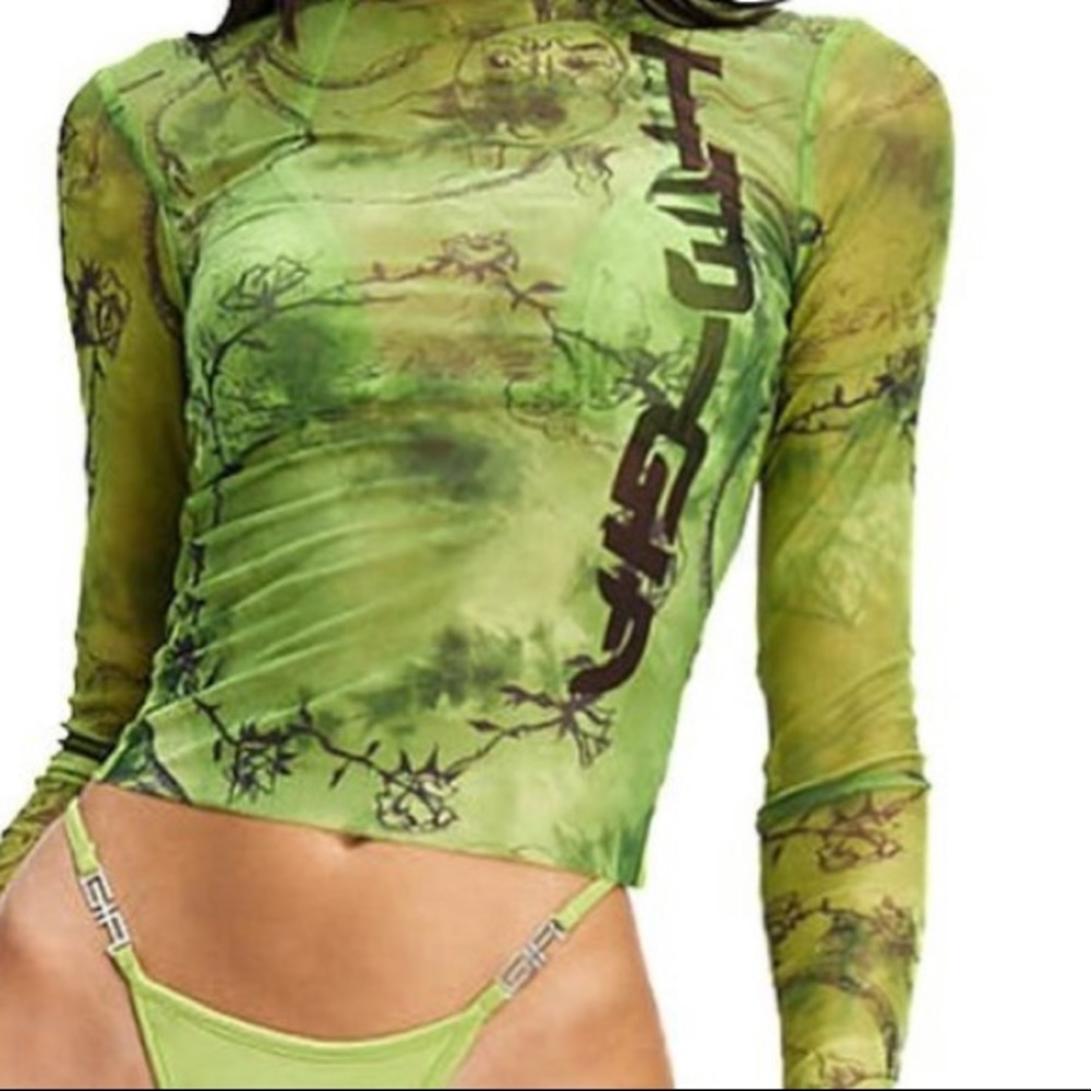I AM GIA  Never Worn Crescent Lime Green Shirt